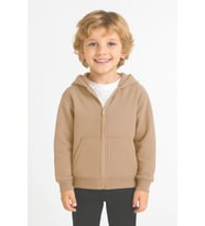 Kız - Erkek Çocuk Basic Fermuarlı Kalın 3 İplik Kışlık Okul Sweat Ak1815 (Bej)