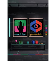 Modern Geometrik Sanat 2'li Ahşap Çerçeveli Tablo Seti