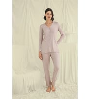 Arias Closet Uzun Kollu Boydan Düğmeli V Yaka Pijama Takımı