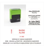 Sırdaş 911 Kişiye Özel İsim Makam Ve Ünvan Kaşesi - YEŞİL MAKİNA SİYAH MÜREKKEP