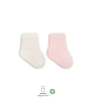 Puan Derby Penye Soket Çorap 2'Li BS10103 Pembe Ekru