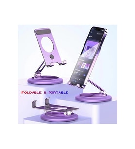 Alüminyum Cep Telefonu Standı, 360 Döner Tabanlı, Katlanabilir Ayarlanabilir