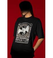 Tasarım Led-Zeppelin Rock Metal Müzik Grubu Baskılı Unisex Oversize Tişört