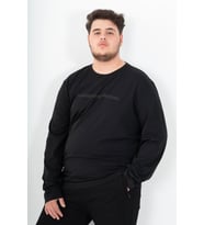 Maraton Büyük Beden Erkek Bisiklet Yaka Siyah Sweatshirt