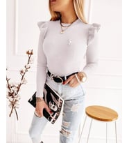 Kaşkorse kumaş omuz detaylı bluz (Beyaz)