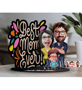 BK Gift Kişiye Özel Aile Karikatürlü 3D Ahşap Biblo, Anneler Günü Biblo, Ahşap Biblo, Anneye Hediye, Ev Dekoru-1