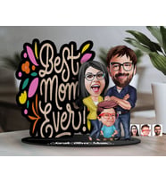 BK Gift Kişiye Özel Aile Karikatürlü 3D Ahşap Biblo, Anneler Günü Biblo, Ahşap Biblo, Anneye Hediye, Ev Dekoru-1