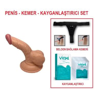Lilitu Shop 13 cm Belden Bağlamalı Realistik  Vajinal Dildo Penis Set