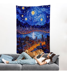 Vincent van Gogh Tarzı New York Manzara Duvar Örtüsü-7700
