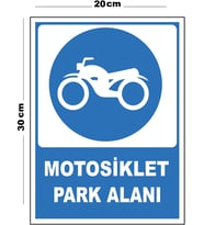 Metal Motosiklet Park Alanı 20cm x 30cm A4 Büyüklüğünde Uyarı Levhası Yönlendirme Tabelası