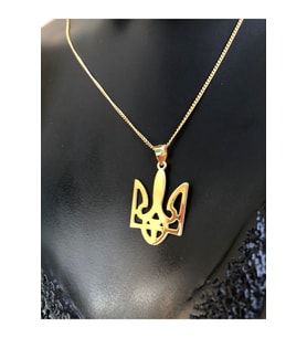 Kadın Erkek Gümüş Kolye - Ukranie (UKRAYNA) Ulusal Sembolü Gold Renk 925 Ayar Ülke Kolye