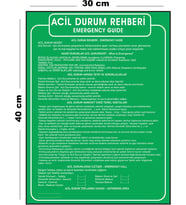 Metal Acil Durum Rehberi 30 cm x 40 cm A3 Büyüklüğünde Uyarı Levhası Yönlendirme Tabelası