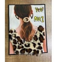 26X20 CM İNCİ BONCUKLU LEOPAR PELUŞ KADIN ARMA YAMA DİKİŞ