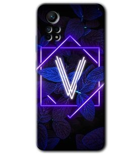 Redmi Note 12 Pro 4G Kılıf HD Desen Baskılı Kılıf - Dark Neon Yaprak V Harfi