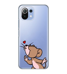 Xiaomi Mi 11 Lite Uyumlu Tom ve Jerry Öpücük Desenli Şeffaf Telefon Kılıfı
