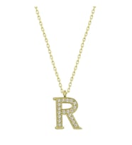 R Harfi Gold 925 Ayar Gümüş Kadın Kolye