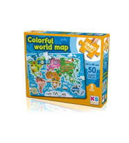 Ks Colorful World Map Jumbo Puzzle 50 prç.68x48cm