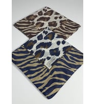 İndia Leopar Desen 2'li  Eşarp -6294 (Lacivert-Kahve)