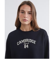 LCW Comfort Siyah Cambridge Baskılı Oversize Kadın Sweatshirt