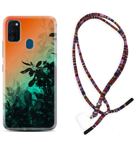 Samsung M21 M22 M23 M30 M31S M32 Kılıf Boyun Asklı Rasta Silikon Güzel Çiçekler 1712