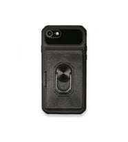 Çınarcık Dev iPhone 7 Kılıf Klik Yüzüklü Kartvizitli Silikon - Siyah
