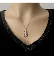 Rose Kaplama Siyah Taşlı Dik Elif Gümüş Kolye (Karışık)