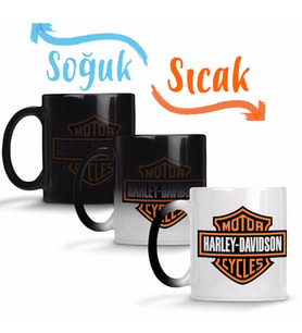 Harley Davidson Sihirli Kupa Bardak Porselen