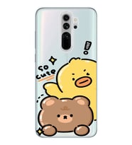 Redmi Note 8 Pro Uyumlu Sevimli Ördek ve Ayıcık Desenli Şeffaf Telefon Kılıfı