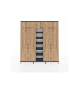 Arges Dolap 18 Raflı 9 Kapaklı 220x30x243 Antrasit-Çam/Antrasit