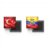 Buzdolap Magnetleri - Ekvador Bayrağı ve Türk Bayrağı - 2'li Set Magneti