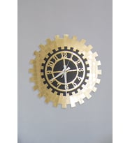 Modern Gold Güneş Duvar Saati Dekoratif Türk Rakamlı Mdf Üzeri Aynalı Pleksi 50x50 Cm