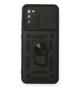 Durukar® Samsung Galaxy A02S Kılıf Pars Lens Yüzüklü Silikon - Siyah