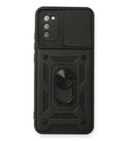 Durukar® Samsung Galaxy A02S Kılıf Pars Lens Yüzüklü Silikon - Siyah
