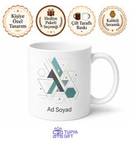 Geometrik Desenli Şık Tasarım Baskılı Kupa Bardak Hediyelik Porselen Mug