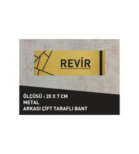 REVİR YAZILI 20 X 7 CM YENİ DESENLİ GOLD METAL LEVHA