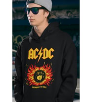 AC DC Highway To Hell Baskılı Unisex Oversize Rock Metal Hoodie