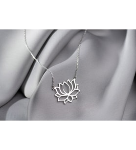 Lotus Çiçeği Kolye, Lotus Charm Kolye, Boho Kolye, Yoga Kolye