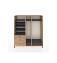 Kronos Dolap 9 Raflı 3 Çekmeceli 3 Askılı 220x59x243 Çam-Antrasit/Çam