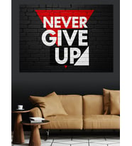 "Never Give Up" Tuğla Dekoratif Kanvas - Mdf Ahşap Tablo