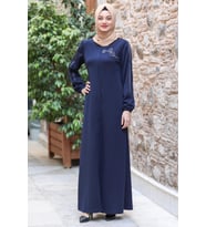 Hira İşlemeli Ferace Lacivert SN56