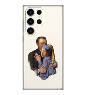 Samsung Galaxy S23 ULTRA Uyumlu Van Gogh & İnci Küpeli Kız Tasarımlı Şeffaf Telefon Kılıfı