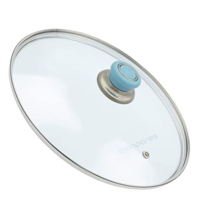 Tencere Tava Cam Kapak 28 cm Açık Mavi Tutma Tepe (Beyaz)