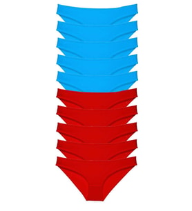 Mulvxbrf Brf02 10 Adet Süper Eko Set Likralı Kadın Slip Külot Kırmızı Mavi (Mulvix)