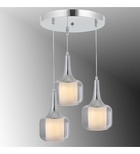 TT603-3Y-FULLKR TT Aydınlatma Krom Kaplama 3 lü Silindir Çift Camlı Yuvarlak Avize