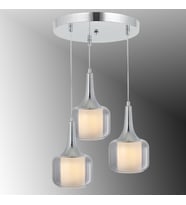 TT603-3Y-FULLKR TT Aydınlatma Krom Kaplama 3 lü Silindir Çift Camlı Yuvarlak Avize