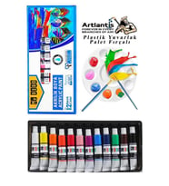 Akrilik Boya Mydido 12 Renk 9 ml Tüp 1 Paket 12 Li Akrilik Boya Seti ve Yuvarlak Resim Paleti Fırçalı 1 Paket 10 Hazneli Boya Paleti Sanatsal Boyalar İçin Palet Akrilik Boya (Karışık)