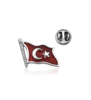925 Ayar Gümüş Türk Bayrağı Rozet