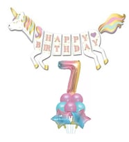 Unicorn 7 Yaş Happy Birthday Gökkuşağı