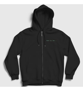 Presmono Unisex Siyah Wake Up Neo Film The Matrix Fermuarlı Kapüşonlu Sweatshirt 254117tt