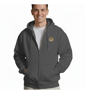 Sibirya Kedisi Baskılı Fermuarlı Kapüşonlu Hoodie – Unisex Oversize